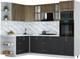 Миниатюра изображения товара Кухонный гарнитур Интерлиния Мила Шато 1.68x2.6 ВТ LV (дуб вотан/черный/белый гранит)
