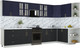 Миниатюра изображения товара Кухонный гарнитур Интерлиния Мила Шато 1.7x3.6 PR (индиго/черный/белый гранит)