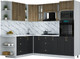 Миниатюра изображения товара Кухонный гарнитур Интерлиния Мила Шато 1.88x2.4 ВТ LV (дуб вотан/черный/белый гранит)