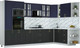 Миниатюра изображения товара Кухонный гарнитур Интерлиния Мила Шато 1.88x3.4 ВТ PR (индиго/черный/белый гранит)
