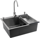 Миниатюра изображения товара Мойка кухонная со смесителем Futur FK 5550 Eco Embossing Pop-up Mixer plus (сатин)