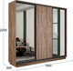 Миниатюра изображения товара Шкаф-купе ТриЯ Румер-2 СШК 3.180.60-13.11.13 Н 3-х дверный (дуб крафт табачный/зеркало/дуб крафт табачный/зеркало/черный)