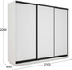 Миниатюра изображения товара Шкаф-купе ТриЯ Румер-2 СШК 3.210.70-11.11.11 Н 3-х дверный (белый снег/белый снег/белый снег/белый снег/черный профиль)