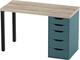 Миниатюра изображения товара Письменный стол Mio Tesoro Ингар 1/5T  (дуб беленый/серо-бирюзовый/черный)