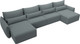 Миниатюра изображения товара Диван П-образный Лига Диванов Лига-051 НПБ лонг / 128687 (рогожка амур 07 серый)