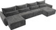 Миниатюра изображения товара Диван П-образный Лига Диванов Лига-051 НПБ Лонг / 128693 (велюр Tower 10 серый)