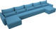 Миниатюра изображения товара Диван П-образный Лига Диванов Лига-051 НПБ МегаЛонг / 128675 (рогожка амур 10 голубой)