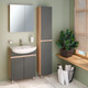 Миниатюра изображения товара Шкаф-пенал для ванной Runo Лада (напольный, дуб/графит)