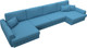 Миниатюра изображения товара Диван П-образный Лига Диванов Лига-057 НПБ Лонг / 129324 (рогожка Амур 10 голубой)