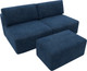 Миниатюра изображения товара Комплект мягкой мебели Лига Диванов Лига-060 НПБ с пуфом / 129672 (велюр Brut 11 синий)