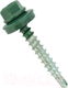 Миниатюра изображения товара Саморез ЕКТ Кровельный с резиновой прокладкой 4.8х38 сверло PT1 / C77066 (2500шт, RAL 6020, зеленый хром)