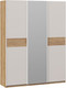 Миниатюра изображения товара Шкаф-купе ТриЯ Оскар Скания Т2 1800 / 268704 (ручка белая/дуб крафт золотой/кашемир/дуб тортугга)