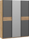 Миниатюра изображения товара Шкаф-купе ТриЯ Оскар Скания Т2 1800 / 268727 (ручка черная/дуб крафт золотой/серый графит/дуб тортугга)