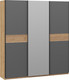 Миниатюра изображения товара Шкаф-купе ТриЯ Оскар Скания Т2 2100 / 268793 (ручка черная/дуб крафт золотой/серый графит/дуб тортугга)