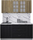 Миниатюра изображения товара Кухонный гарнитур Интерлиния Мила Деко 1.7Б (черный/дуб вотан/белый гранит)