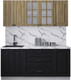 Миниатюра изображения товара Кухонный гарнитур Интерлиния Мила Деко 1.8Б (черный/дуб вотан/белый гранит)