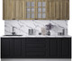 Миниатюра изображения товара Кухонный гарнитур Интерлиния Мила Деко 2.4Б (черный/дуб вотан/белый гранит)