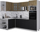 Миниатюра изображения товара Кухонный гарнитур Интерлиния Мила Деко 1.68x2.4 LV (черный/дуб вотан/белый гранит)