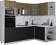 Миниатюра изображения товара Кухонный гарнитур Интерлиния Мила Деко 1.68x2.4 PR (черный/дуб вотан/белый гранит)