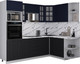 Миниатюра изображения товара Кухонный гарнитур Интерлиния Мила Деко 1.68x2.4 PR (черный/индиго/белый гранит)