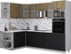 Миниатюра изображения товара Кухонный гарнитур Интерлиния Мила Деко 1.68x2.6 LV (черный/дуб вотан/белый гранит)