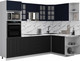 Миниатюра изображения товара Кухонный гарнитур Интерлиния Мила Деко 1.68x2.6 PR (черный/индиго/белый гранит)
