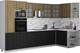 Миниатюра изображения товара Кухонный гарнитур Интерлиния Мила Деко 1.88x3.2 PR (черный/дуб вотан/белый гранит)