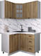 Миниатюра изображения товара Кухонный гарнитур Интерлиния Мила Деко 1.2x1.3 (дуб вотан/дуб вотан/белый гранит)