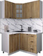 Миниатюра изображения товара Кухонный гарнитур Интерлиния Мила Деко 1.2x1.4 (дуб вотан/дуб вотан/белый гранит)