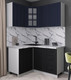 Миниатюра изображения товара Кухонный гарнитур Интерлиния Мила Деко 1.2x1.4 (черный/индиго/белый гранит)