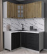 Миниатюра изображения товара Кухонный гарнитур Интерлиния Мила Деко 1.2x1.5 (черный/дуб вотан/белый гранит)