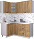 Миниатюра изображения товара Кухонный гарнитур Интерлиния Мила Деко 1.2x1.7 (дуб вотан/дуб вотан/белый гранит)