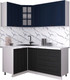 Миниатюра изображения товара Кухонный гарнитур Интерлиния Мила Деко 1.2x1.7 (черный/индиго/белый гранит)
