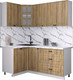 Миниатюра изображения товара Кухонный гарнитур Интерлиния Мила Деко 1.2x1.8 (дуб вотан/дуб вотан/белый гранит)