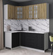 Миниатюра изображения товара Кухонный гарнитур Интерлиния Мила Деко 1.2x1.9 (черный/дуб вотан/белый гранит)