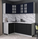 Миниатюра изображения товара Кухонный гарнитур Интерлиния Мила Деко 1.2x1.9 (черный/индиго/белый гранит)
