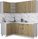 Миниатюра изображения товара Кухонный гарнитур Интерлиния Мила Деко 1.2x2.0 (дуб вотан/дуб вотан/белый гранит)