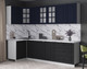 Миниатюра изображения товара Кухонный гарнитур Интерлиния Мила Деко 1.2x2.6 (черный/индиго/белый гранит)