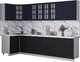 Миниатюра изображения товара Кухонный гарнитур Интерлиния Мила Деко 1.2x3.0 (черный/индиго/белый гранит)