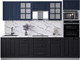 Миниатюра изображения товара Кухонный гарнитур Интерлиния Мила Деко 2.8 (черный/индиго/белый гранит)