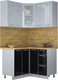 Миниатюра изображения товара Кухонный гарнитур Интерлиния Мила Пластик 1.2x1.2 (туманный глянец/черный глянец/дуб бунратти)