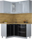 Миниатюра изображения товара Кухонный гарнитур Интерлиния Мила Пластик 1.2x1.5 (туманный глянец/черный глянец/дуб бунратти)