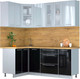 Миниатюра изображения товара Кухонный гарнитур Интерлиния Мила Пластик 1.2x2.0 (туманный глянец/черный глянец/дуб бунратти)