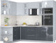 Миниатюра изображения товара Кухонный гарнитур Интерлиния Мила Пластик 1.68x2.4 LV (туманный глянец/антрацит/бискайская сосна)