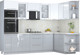 Миниатюра изображения товара Кухонный гарнитур Интерлиния Мила Пластик 1.68x2.8 PR (белый глянец/туманный глянец/опал светлый)