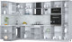 Миниатюра изображения товара Кухонный гарнитур Интерлиния Мила Пластик 1.68x3.4 LV (туманный глянец/мрамор/дуб бунратти)