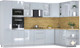 Миниатюра изображения товара Кухонный гарнитур Интерлиния Мила Пластик 1.88x3.2 PR (туманный глянец/туманный глянец/дуб бунратти)