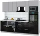 Миниатюра изображения товара Кухонный гарнитур Interline Мила Gloss 2.6-ПМ1 (черный глянец/грей/бискайская сосна)