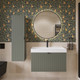 Миниатюра изображения товара Тумба с умывальником Lauter Melisa 80 (серо-зеленый п/мат/искусственный мрамор, три ручки в комплекте)