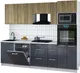Миниатюра изображения товара Кухонный гарнитур Interline Мила Gloss 2.6-ПМ1 (асфальт глянец/дуб вотан/серый каспий)